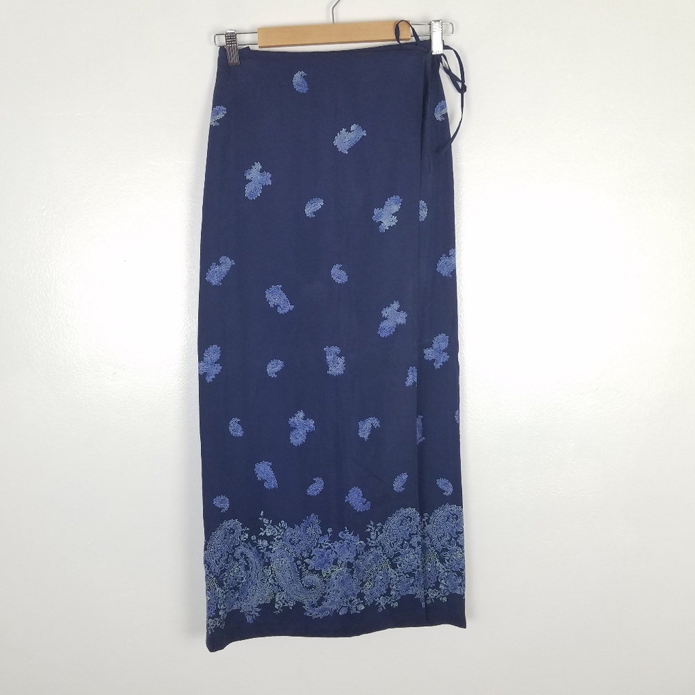 Express Navy Blue Floral Maxi Skirt